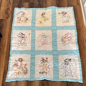 Handmade Cartoon Disney Character Quilt vintage with name “John Michael” stiched